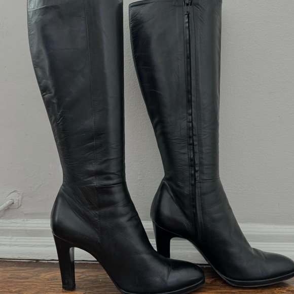 L.K. Bennett London  Black Leather Knee high Boots - Picture 2 of 8